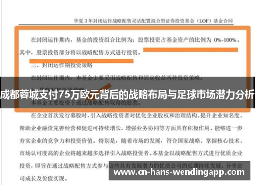 成都蓉城支付75万欧元背后的战略布局与足球市场潜力分析