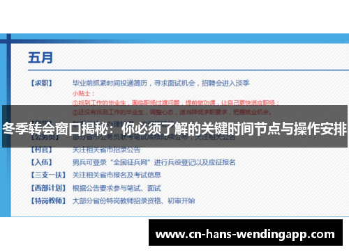 冬季转会窗口揭秘：你必须了解的关键时间节点与操作安排